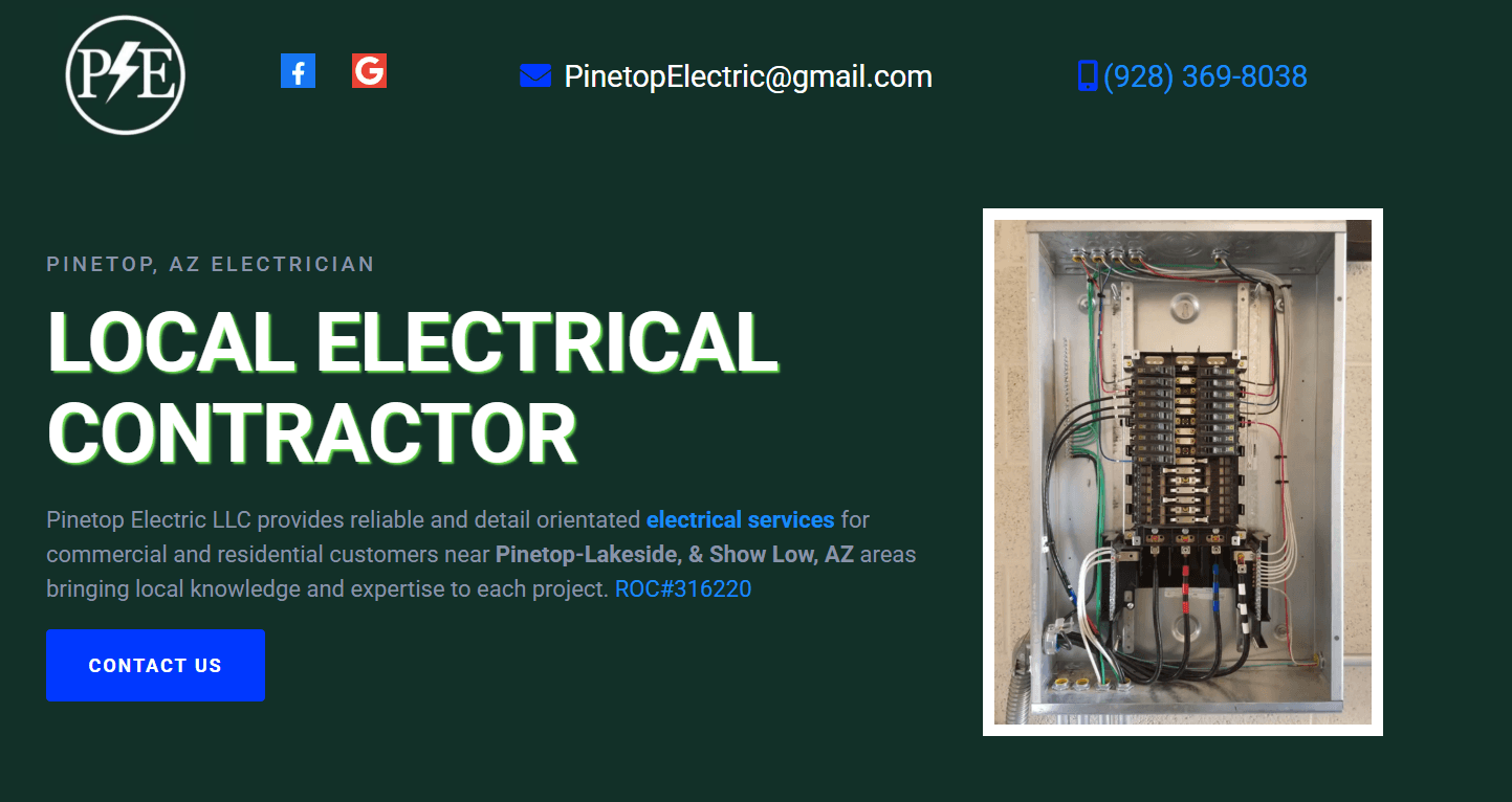 Pinetop Electric - Electrician Services SEO - Internet Assets 928-892-5233